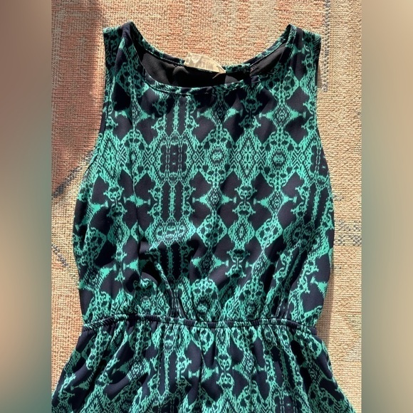 Peach LOVE CA FIT & FLARE DRESS IN NAVY BLUE & AQUA - SMALL - CINCHED WAIST - Picture 3 of 10